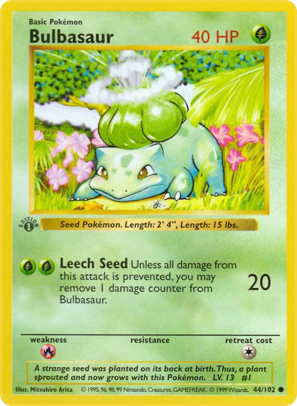 Bulbasaur #044/102 - Base Set (Shadowless) - Near Mint