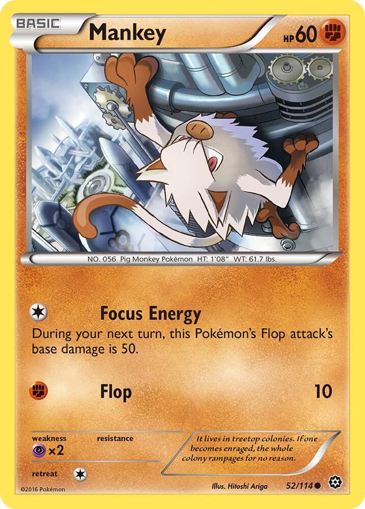 Mankey #52/114 - XY - Steam Siege - Near Mint