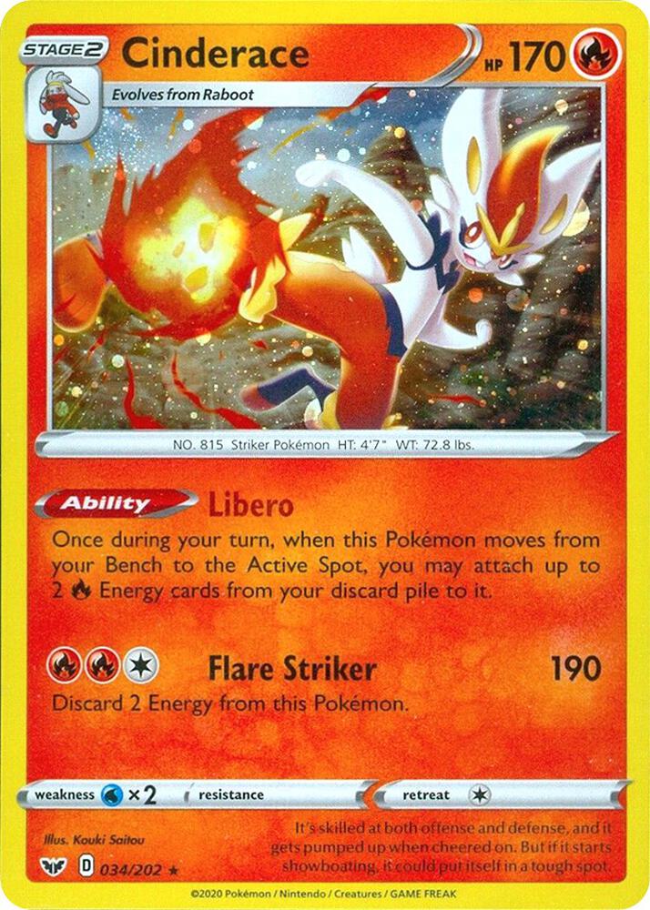 Cinderace - 034/202 (Cosmos Holo) #034/202 - Miscellaneous Cards & Products