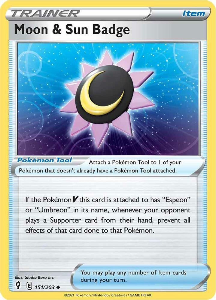 Moon & Sun Badge #151/203 - SWSH07: Evolving Skies