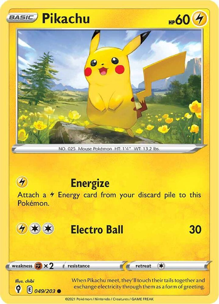 Pikachu #049/203 - SWSH07: Evolving Skies - Near Mint