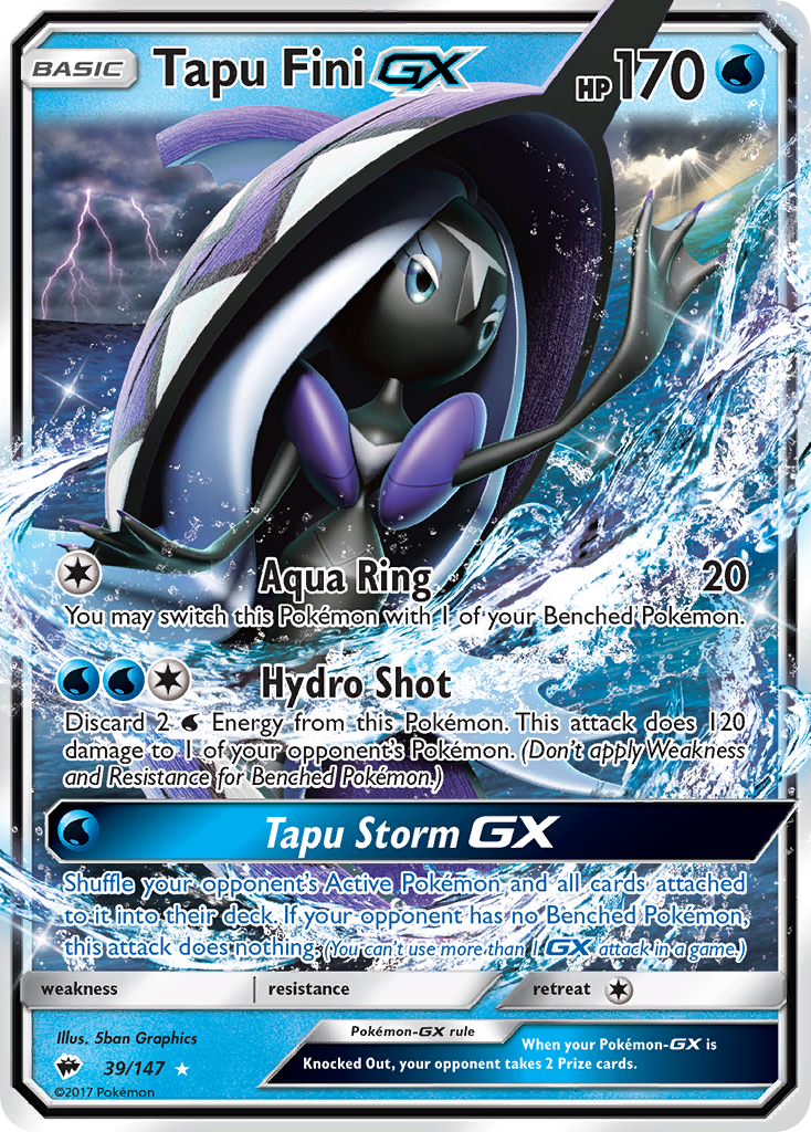 Pokémon — Tapu Fini-GX — Burning Shadows (Holo GX)