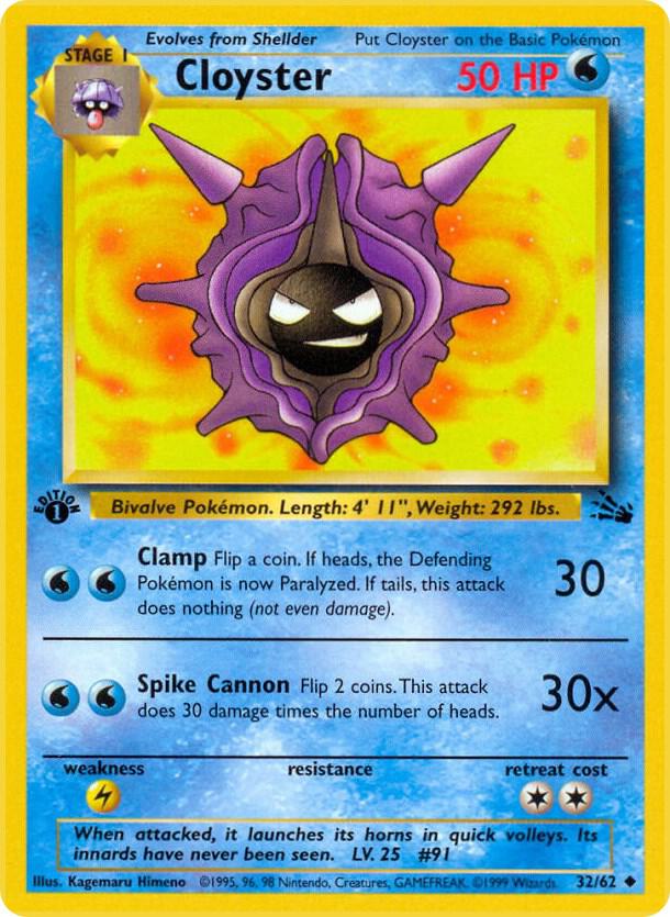 Cloyster #32/62 - Fossil - Near Mint