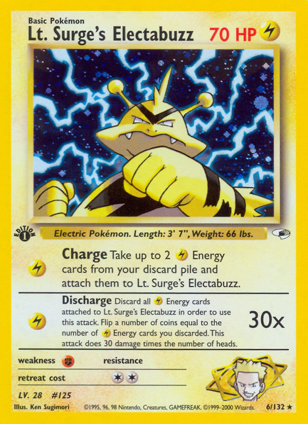 Pokémon — Lt. Surge's Electabuzz — Gym Heroes (Holo)