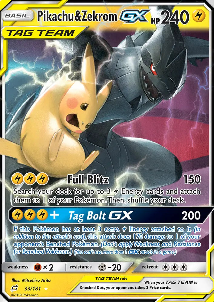 Pikachu & Zekrom GX — Team Up #33 (Holofoil) [NM]